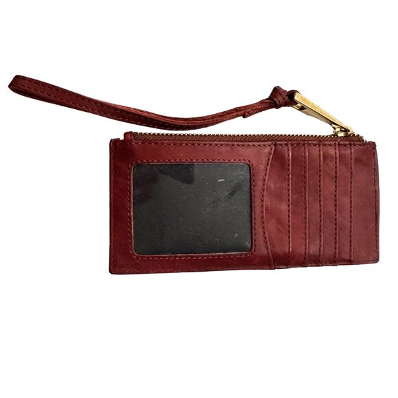 Margot New York Genuine Leather RFID Wristlet Wallet Burgundy - Picture 2 of 4